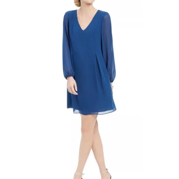 INC Dress XL Blue Shift Babydoll Resort Flowy Cocktail Party Cruise Vacation - Picture 1 of 16